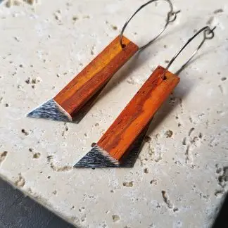 Boucles La cavalière " Bois de Cocobolo acier argenté